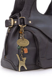 CATWALK COLLECTION HANDBAGS - Women's Leather Top Handle / Shoulder Bag - ROXANNA - Dark Brown
