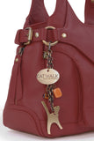 CATWALK COLLECTION HANDBAGS - Women's Leather Top Handle / Shoulder Bag - ROXANNA - Burgundy
