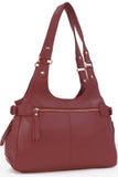 CATWALK COLLECTION HANDBAGS - Women's Leather Top Handle / Shoulder Bag - ROXANNA - Burgundy