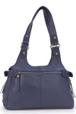 CATWALK COLLECTION HANDBAGS - Women's Leather Top Handle / Shoulder Bag - ROXANNA - Dark Blue / Navy