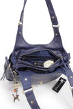 CATWALK COLLECTION HANDBAGS - Women's Leather Top Handle / Shoulder Bag - ROXANNA - Dark Blue / Navy