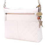 CATWALK COLLECTION HANDBAGS - Medium - Women's Quilted Leather Cross Body Shoulder Bag - SADIE - White