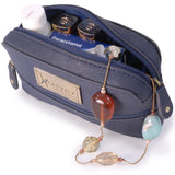 CATWALK COLLECTION HANDBAGS - Compact Camera Case - Genuine Leather - Accessories Pouch For Handbag - Small Travel Bag - Multi Use - SAVANNAH - Blue