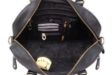 CATWALK COLLECTION HANDBAGS - Women's Leather Tote Shoulder Bag - Ladies Briefcase Work Bag - Additional Cross Body Strap - Tablet / Laptop Messenger Bag - SIENNA - Black