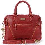 CATWALK COLLECTION HANDBAGS - Women's Leather Tote Shoulder Bag - Ladies Briefcase Work Bag - Additional Cross Body Strap - Tablet / Laptop Messenger Bag - SIENNA - Red