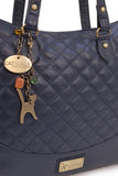 CATWALK COLLECTION HANDBAGS - Women's Quilted Leather Tote / Shoulder Bag - SOFIA - Blue