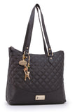 CATWALK COLLECTION HANDBAGS - Women's Quilted Leather Tote / Shoulder Bag - SOFIA - Brown Gold