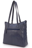 CATWALK COLLECTION HANDBAGS - Women's Quilted Leather Tote / Shoulder Bag - SOFIA - Navy