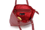 CATWALK COLLECTION HANDBAGS - Women's Quilted Leather Tote / Shoulder Bag - SOFIA - Red Gold