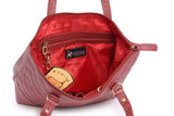 CATWALK COLLECTION HANDBAGS - Women's Quilted Leather Tote / Shoulder Bag - SOFIA - Red