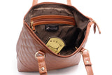 CATWALK COLLECTION HANDBAGS - Women's Quilted Leather Tote / Shoulder Bag - SOFIA - Tan Gold