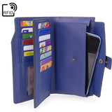 CATWALK COLLECTION HANDBAGS - Ladies Organiser Purse With Gift Box - Real Leather with RFID Protection - 20 Credit Card Wallet With Zip Coin plus a Mobile Phone Compartment - STELLA - Navy