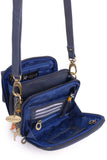 CATWALK COLLECTION HANDBAGS - Women's Leather Cross Body Shoulder Bag - Organiser Messenger with Long Adjustable Strap - TEAGAN - Blue