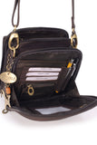 CATWALK COLLECTION HANDBAGS - Women's Leather Cross Body Shoulder Bag - Organiser Messenger with Long Adjustable Strap - TEAGAN - Brown
