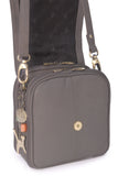 CATWALK COLLECTION HANDBAGS - Women's Leather Cross Body Shoulder Bag - Organiser Messenger with Long Adjustable Strap - TEAGAN - Grey