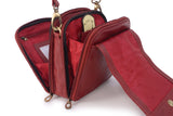 CATWALK COLLECTION HANDBAGS - Women's Leather Cross Body Shoulder Bag - Organiser Messenger with Long Adjustable Strap - TEAGAN - Red