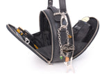 CATWALK COLLECTION HANDBAGS - Small Round Shaped Shoulder Bag - Circular Crossbody Bag - Genuine Leather - TIFFANY - Black CS
