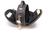 CATWALK COLLECTION HANDBAGS - Small Round Shaped Shoulder Bag - Circular Crossbody Bag - Genuine Leather - TIFFANY - Black