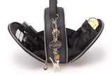 CATWALK COLLECTION HANDBAGS - Small Round Shaped Shoulder Bag - Circular Crossbody Bag - Genuine Leather - TIFFANY - Black