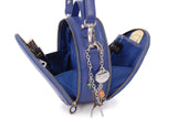 CATWALK COLLECTION HANDBAGS - Small Round Shaped Shoulder Bag - Circular Crossbody Bag - Genuine Leather - TIFFANY - Blue CS