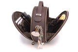 CATWALK COLLECTION HANDBAGS - Small Round Shaped Shoulder Bag - Circular Crossbody Bag - Genuine Leather - TIFFANY - Brown