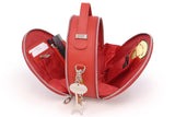 CATWALK COLLECTION HANDBAGS - Small Round Shaped Shoulder Bag - Circular Crossbody Bag - Genuine Leather - TIFFANY - Red