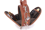 CATWALK COLLECTION HANDBAGS - Small Round Shaped Shoulder Bag - Circular Crossbody Bag - Genuine Leather - TIFFANY - Tan CS