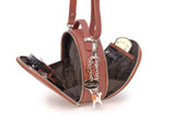 CATWALK COLLECTION HANDBAGS - Small Round Shaped Shoulder Bag - Circular Crossbody Bag - Genuine Leather - TIFFANY - Tan