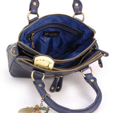 CATWALK COLLECTION HANDBAGS - Vintage Leather Handbag - Shoulder Bag / Cross Body Bag - Includes Shoulder Strap - Fits Kindle Fire - VICKY - Blue
