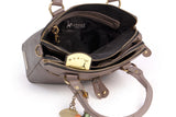CATWALK COLLECTION HANDBAGS - Vintage Leather Handbag - Shoulder Bag / Cross Body Bag - Includes Shoulder Strap - Fits Kindle Fire - VICKY - Grey