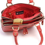 CATWALK COLLECTION HANDBAGS - Vintage Leather Handbag - Shoulder Bag / Cross Body Bag - Includes Shoulder Strap - Fits Kindle Fire - VICKY - Red