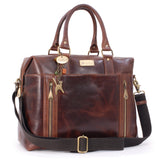 CATWALK COLLECTION HANDBAGS - Genuine Leather Holdall - Large Overnight / Travel / Business / Weekend / Gym Sports Duffle Bag - VIENNA - Brown