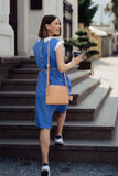 GIGI - Women's Leather Cross Body Handbag - Shoulder Bag with Long Adjustable Strap - OTHELLO 10190 - with heart keyring charm - Burgundy