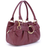 GIGI - Women's Leather Top Handle Handbag / Shoulder Bag - OTHELLO 4466 - with heart keyring charm - Burgundy
