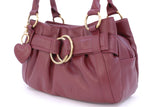 GIGI - Women's Leather Top Handle Handbag / Shoulder Bag - OTHELLO 4466 - with heart keyring charm - Burgundy