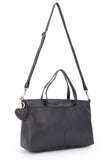 GIGI - Women's Large Leather Tote Handbag - Shoulder Bag / Cross Body With Extra Detachable Adjustable Strap - OTHELLO 6490 - with heart keyring charm - Black