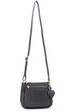 GIGI - Women's Leather Cross Body Handbag - Shoulder Bag with Long Adjustable Strap - OTHELLO 9975 - with heart keyring charm - Black