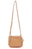 GIGI - Women's Leather Cross Body Handbag - Shoulder Bag with Long Adjustable Strap - OTHELLO 9975 - with heart keyring charm - Honey