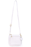 GIGI - Women's Leather Cross Body Handbag - Shoulder Bag with Long Adjustable Strap - OTHELLO 9975 - with heart keyring charm - White