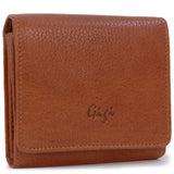 GIGI - Ladies Flap Over Purse With Gift Box - Real Leather - Wallet / Coin Purse With Clasp - GIOVANNA 4285 - Tan