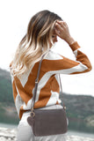 GIGI - Women's Leather Flap Over Cross Body Handbag - Organiser Shoulder Bag with Long Adjustable Strap - OTHELLO 14578 - with heart keyring charm - Dark Brown
