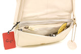 GIGI - Women's Leather Flap Over Cross Body Handbag - Organiser Shoulder Bag with Long Adjustable Strap - OTHELLO 14578 - with heart keyring charm - Cream