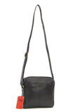 GIGI - Women’s Small Leather Cross Body Handbag - Shoulder Bag with Long Adjustable Strap - OTHELLO 22-29 - with heart keyring charm - Black