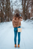 GIGI - Women’s Small Leather Cross Body Handbag - Shoulder Bag with Long Adjustable Strap - OTHELLO 22-29 - with heart keyring charm - Dark Brown