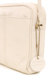 GIGI - Women’s Small Leather Cross Body Handbag - Shoulder Bag with Long Adjustable Strap - OTHELLO 22-29 - with heart keyring charm - Cream