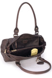 GIGI - Women's Leather Grab Bag - Top Handle / Shoulder Handbag - OTHELLO 4528 - with heart keyring charm - Brown