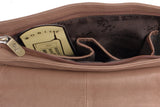 GIGI - Women's Leather Saddle Bag - Shoulder / Cross Body Handbag with Long Adjustable Strap - OTHELLO 8755 - with heart keyring charm - Brown