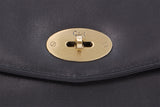 GIGI - Women's Leather Twist Lock Flap Over Clutch Bag - Cross Body Handbag With Extra Detachable Adjustable Shoulder Strap - OTHELLO 8757 - with heart keyring charm - Black