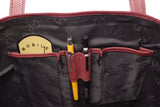 GIGI -- Women's Large Leather Tote - Shopper / Shoulder Bag - OTHELLO 9101 - with heart keyring charm - Burgundy
