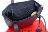 GIGI -- Women's Large Leather Tote - Shopper / Shoulder Bag - OTHELLO 9101 - with heart keyring charm - Navy Blue